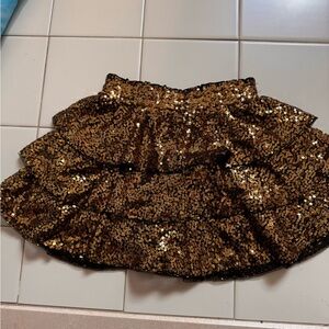 Grace Karin Gold Sequin Bubble Mini Skirt